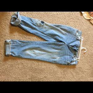 Ripped mid rise jeans